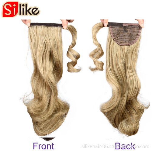 20" Long Wavy Wrap Around Clip In Ponytail Hair Extension Heat Resistant Synthetic Natural Wave Pony Tail silike Ponytail Hair